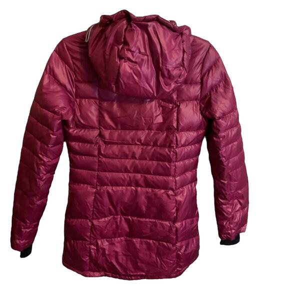 Lolë Women's Hooded Down Puffer Coat - XS (2-4) - Red Burgundy Full Zip Fitted - Picture 14 of 16